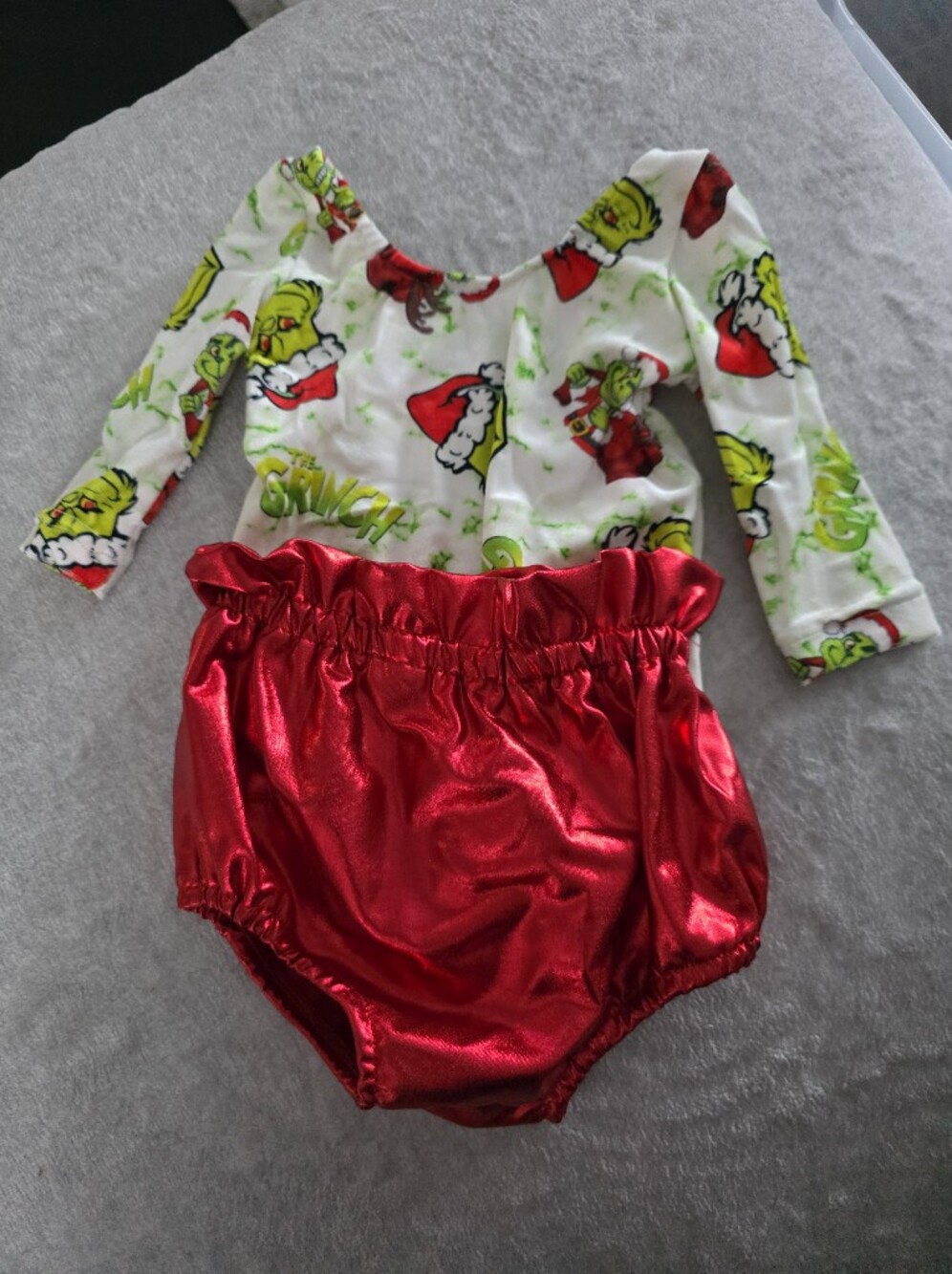 Grinch Leotard & Shiny Red Bloomers